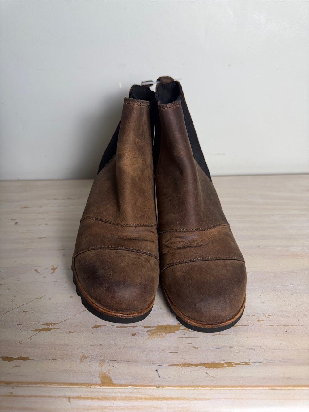 Sorel Brown Leather Ankle Chelsea Booties